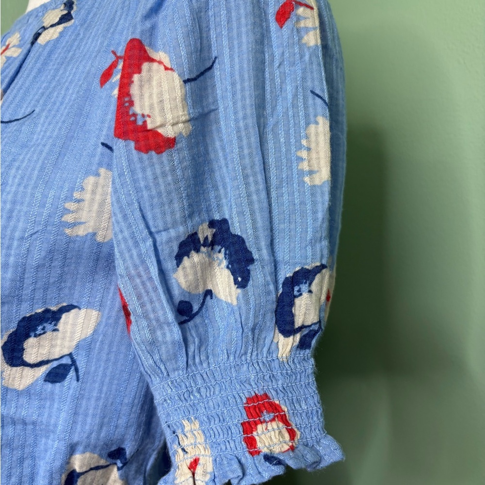 LOFT Light Blue Floral Belted Mini Dress - Picture 5 of 8